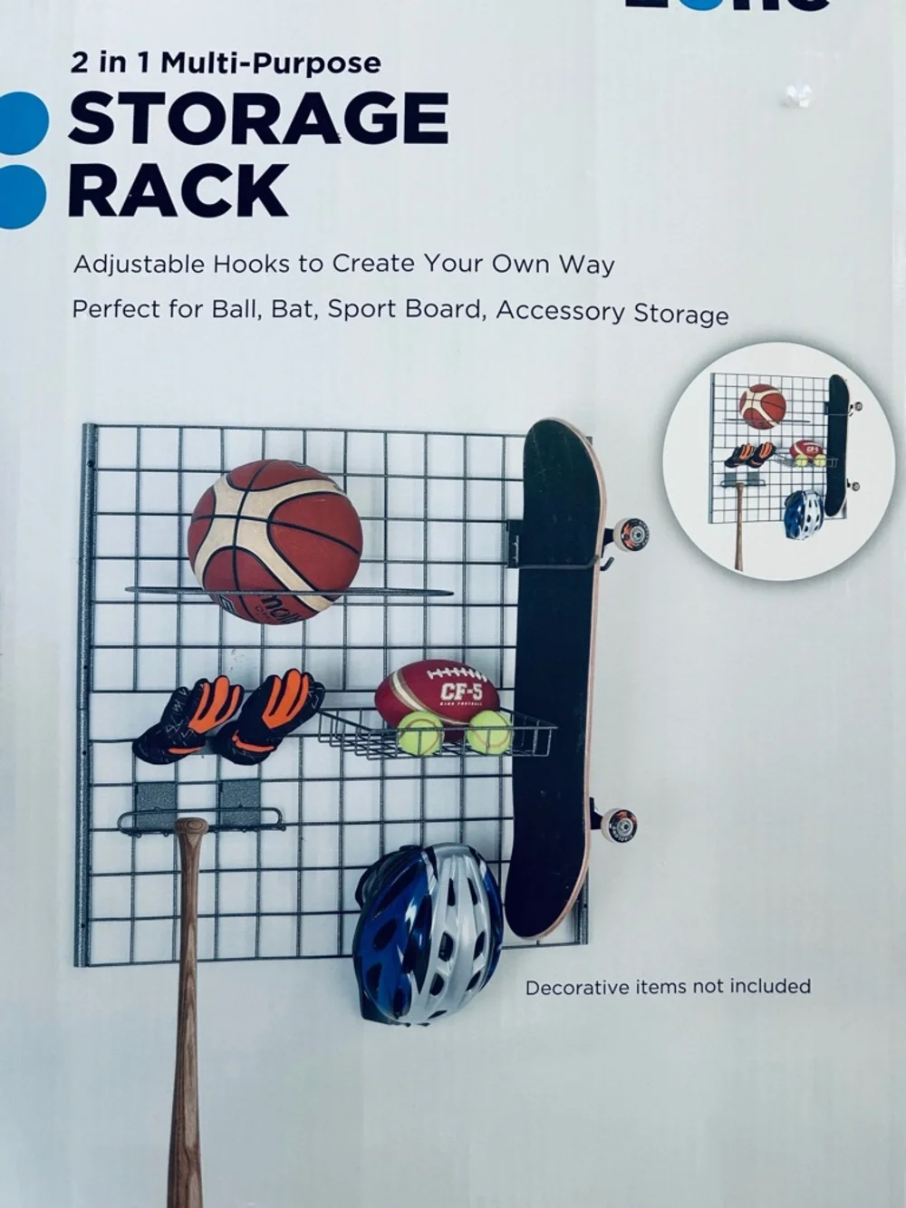 Home Zone 2 in 1 Multi-Purpose Steel Storage Rack with Adjustable Hooks- NIB